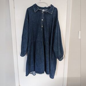 H&M | Size 3XL | Medium-wash denim baby doll dress